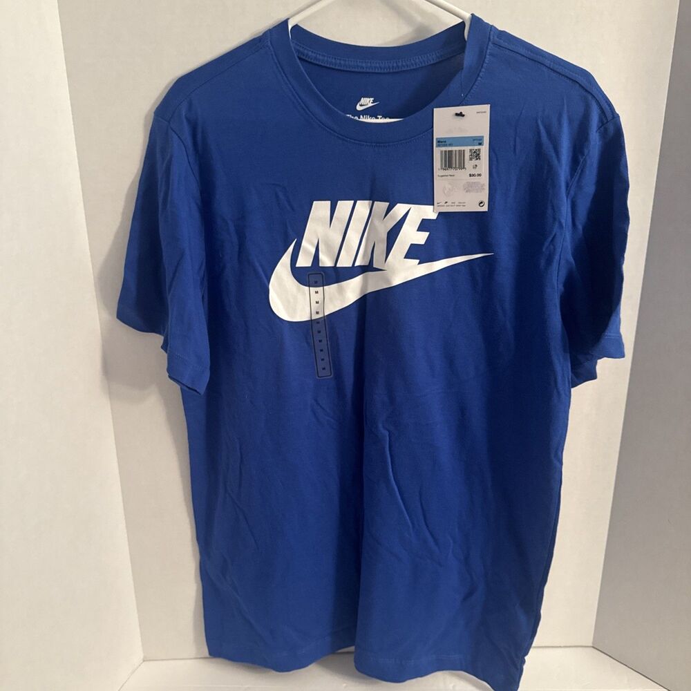 Nike Men's Blue Logo Graphic Print Short Sleeve T-Shirt Size M AR5004-481 NWT